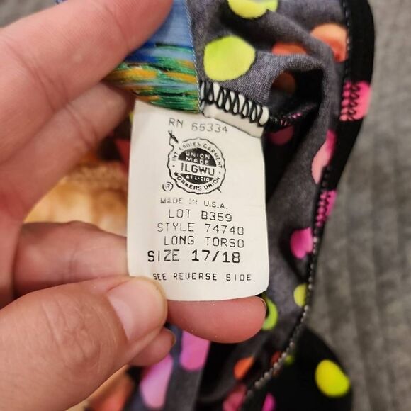 Summer Beach Women's Neon Colorful Scoop Neck Swimsuit Bathing Suit Size 17/18 - Picture 5 of 14